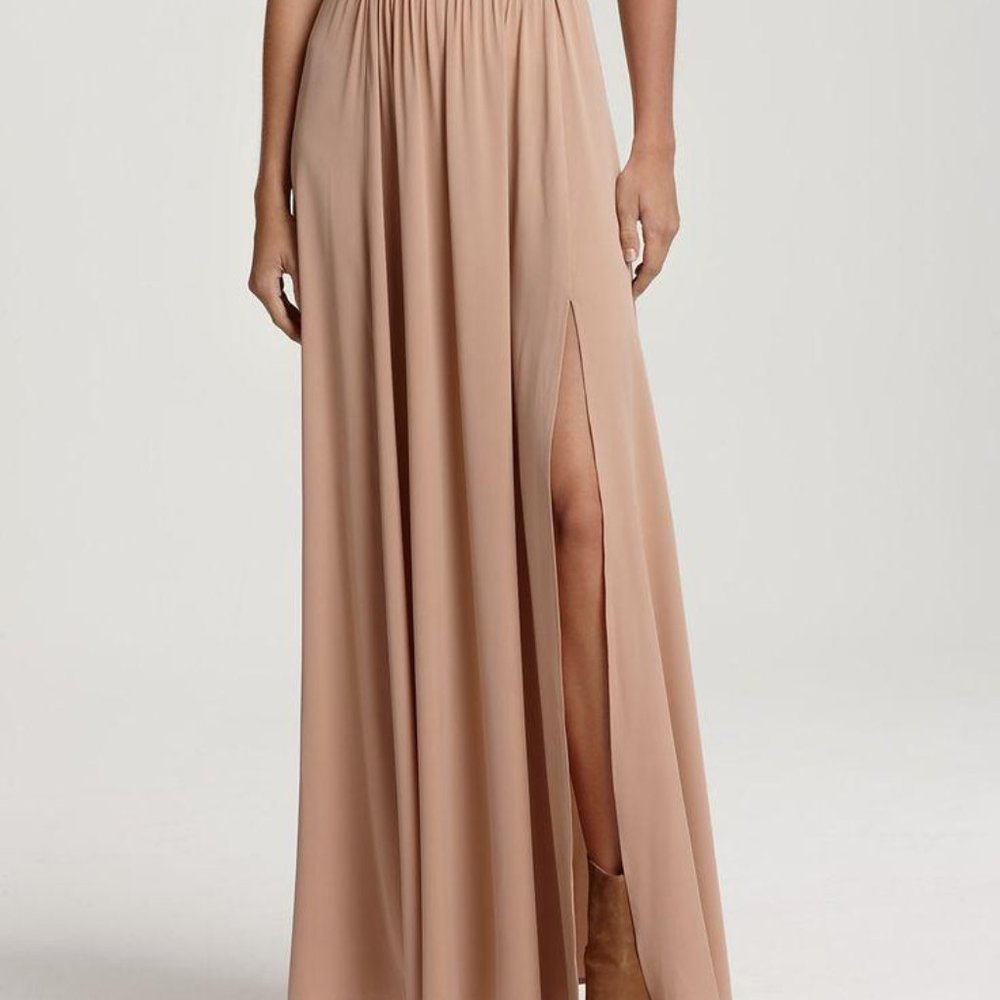 Rachel Zoe 100% silk blush maxi slit skirt